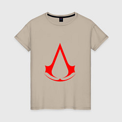 Футболка хлопковая женская Red logo of assassins, цвет: миндальный