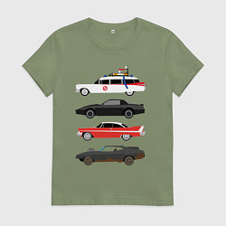 Футболка хлопковая женская Машины киногерои, цвет: авокадо