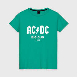 Футболка хлопковая женская AC DC - Big gun 1993, цвет: зеленый