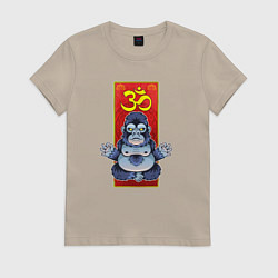 Футболка хлопковая женская Релакс горилла, цвет: миндальный