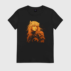 Футболка хлопковая женская Боевая анимэ тян, цвет: черный