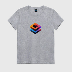 Футболка хлопковая женская Ромб геометрическая абстракция, цвет: меланж