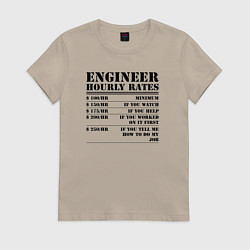 Футболка хлопковая женская Engineer hourly rates, цвет: миндальный