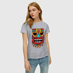 Футболка хлопковая женская Tiki mask, цвет: меланж — фото 2