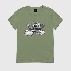 Футболка хлопковая женская Крылатый трамвай, цвет: авокадо