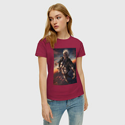 Футболка хлопковая женская Магическая битва Сатору Годзё сильнейший, цвет: маджента — фото 2