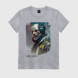 Футболка хлопковая женская Cyber Lenin - ai art fantasy, цвет: меланж