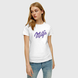Футболка хлопковая женская Milfa в стиле milka, цвет: белый — фото 2