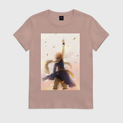 Футболка хлопковая женская Хвост Феи Нацу Драгнил, цвет: пыльно-розовый