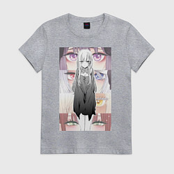 Футболка хлопковая женская Эта фарфоровая кукла влюбилась, цвет: меланж