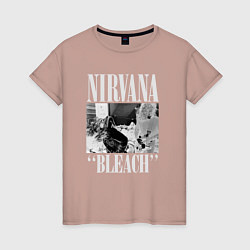 Футболка хлопковая женская Nirvana bleach black album, цвет: пыльно-розовый