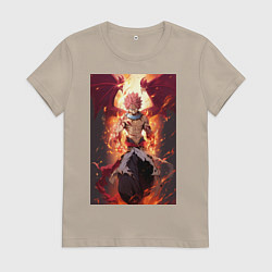 Футболка хлопковая женская Хвост Феи Нацу Драгнил дракон, цвет: миндальный