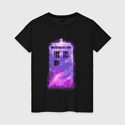 Футболка хлопковая женская Violet tardis, цвет: черный