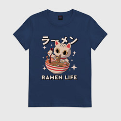 Футболка хлопковая женская Ramne life, цвет: тёмно-синий