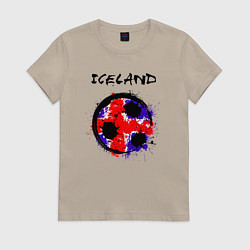 Футболка хлопковая женская Сборная Исландии, цвет: миндальный