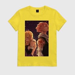 Футболка хлопковая женская Хвост Феи Нацу Драгнил Люси Хартфилия, цвет: желтый