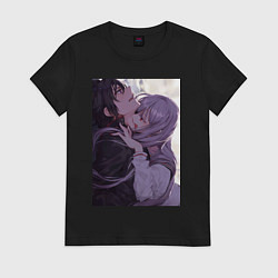 Футболка хлопковая женская Последний Серафим Шиноа Хираги вампир, цвет: черный