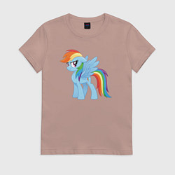 Футболка хлопковая женская Рейнбоу Дэш из My Little Pony в кино, цвет: пыльно-розовый