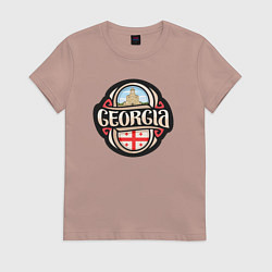 Футболка хлопковая женская Моя Грузия, цвет: пыльно-розовый