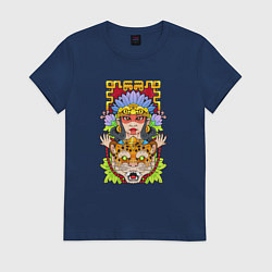 Футболка хлопковая женская Принцесса ягуар, цвет: тёмно-синий