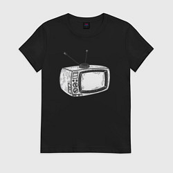 Футболка хлопковая женская Retro TV, цвет: черный