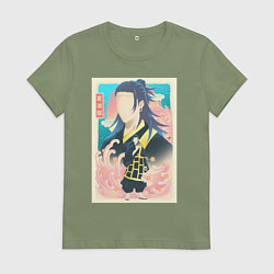 Футболка хлопковая женская Магическая битва Кэндзяку камонаритоси, цвет: авокадо
