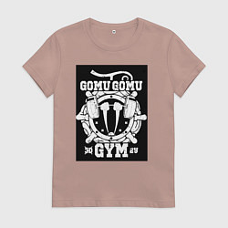 Футболка хлопковая женская Ван-Пис Луффи Монки Д плод, цвет: пыльно-розовый