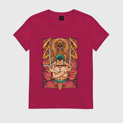 Футболка хлопковая женская One piece Зоро бог, цвет: маджента