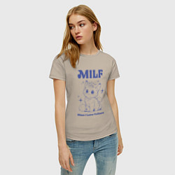 Футболка хлопковая женская Milf милфа, цвет: миндальный — фото 2