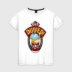 Футболка хлопковая женская Duff beer with Homer, цвет: белый