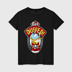 Футболка хлопковая женская Duff beer with Homer, цвет: черный