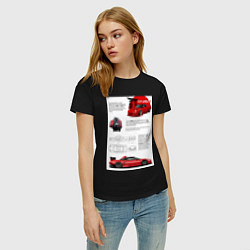 Футболка хлопковая женская Honda nsx, цвет: черный — фото 2