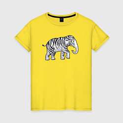 Футболка хлопковая женская Тигриный слон, цвет: желтый