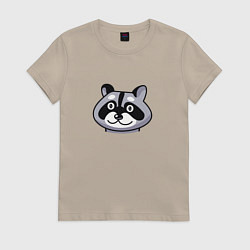 Футболка хлопковая женская Енот обормот, цвет: миндальный