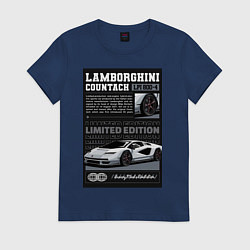 Футболка хлопковая женская Lamborghini countach, цвет: тёмно-синий