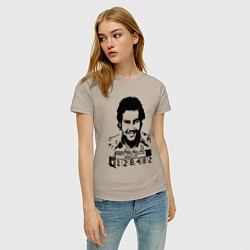 Футболка хлопковая женская Pablo escobar in the jail, цвет: миндальный — фото 2