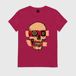 Футболка хлопковая женская Череп рентген, цвет: маджента