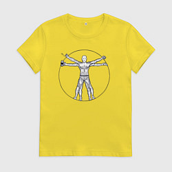 Футболка хлопковая женская Витрувианский лентяй, цвет: желтый