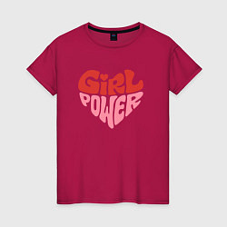 Футболка хлопковая женская Girl Power, цвет: маджента
