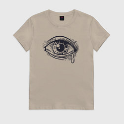 Футболка хлопковая женская Плачущий глаз, цвет: миндальный