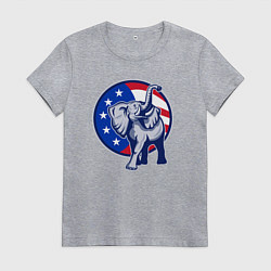 Футболка хлопковая женская USA elephant, цвет: меланж