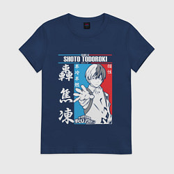 Футболка хлопковая женская Моя геройская академия Шото Тодороки, цвет: тёмно-синий