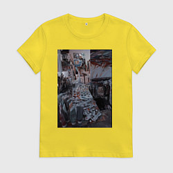 Футболка хлопковая женская Художественный творческий беспорядок, цвет: желтый