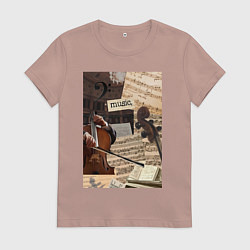 Футболка хлопковая женская Музыка эстетика, цвет: пыльно-розовый