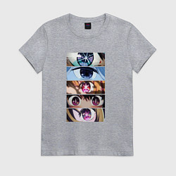Футболка хлопковая женская Звездное детя 2 - много глаз смотрят, цвет: меланж