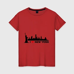 Футболка хлопковая женская I love New York, цвет: красный