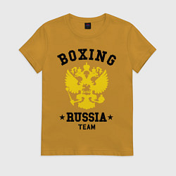Футболка хлопковая женская Boxing Russia Team, цвет: горчичный