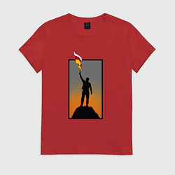 Футболка хлопковая женская Человек с осетинским флагом, цвет: красный