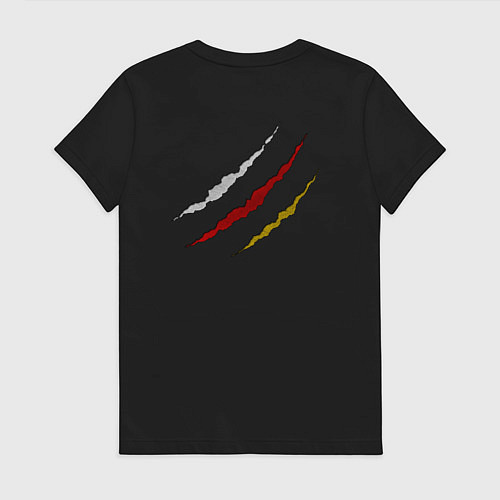 Женская футболка Герб Осетии на порванной ткани / Черный – фото 2