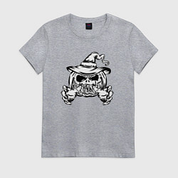 Футболка хлопковая женская Злая тыква, цвет: меланж